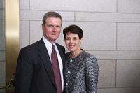 Portrait of David A. Bednar and his wife Susan taken at the Oquirrh Mountain Utah Temple dedication in August 2009.