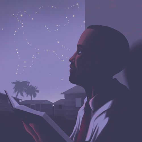 男青年仰望夜空