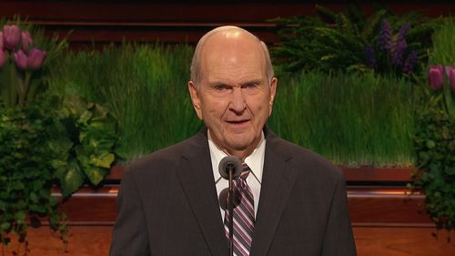 Russell M. Nelson speaks during general conference.