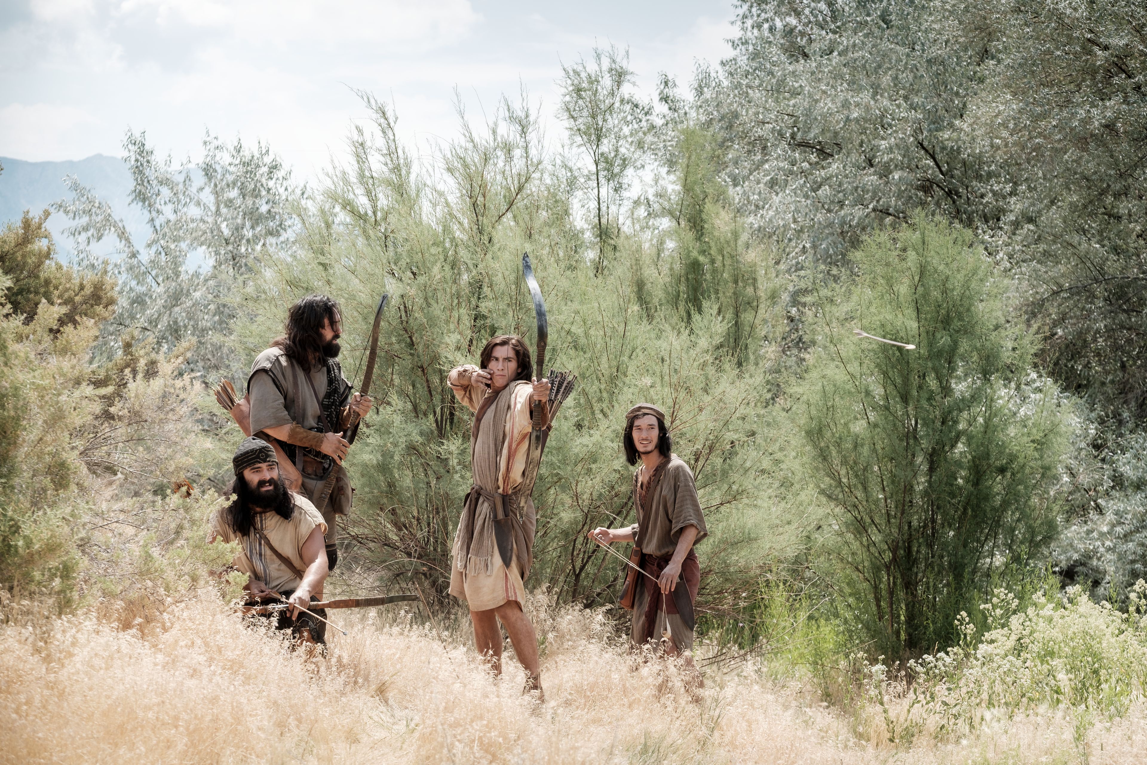Nephi and his brothers hunt for food in the wilderness.