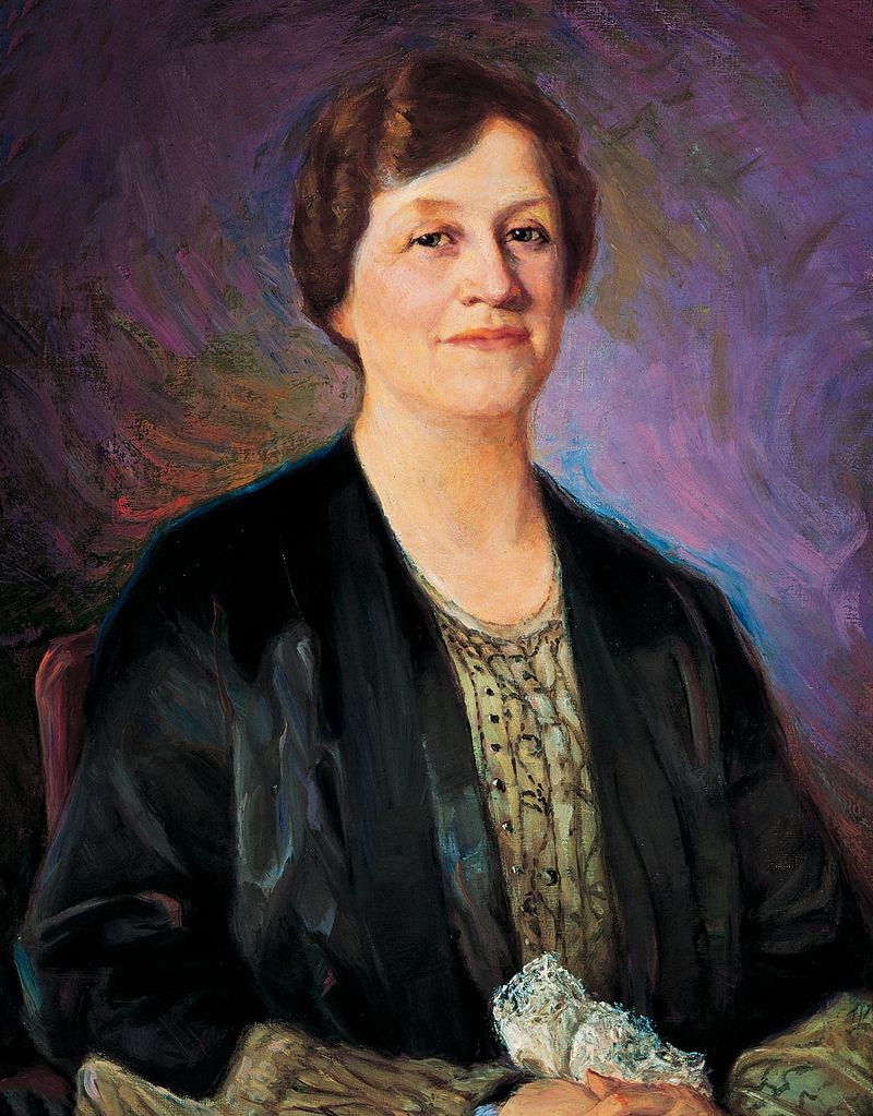 A portrait of Louise Yates Robison, who served as the seventh general president of the Relief Society from 1928 to 1939; painted by John Willard Clawson.