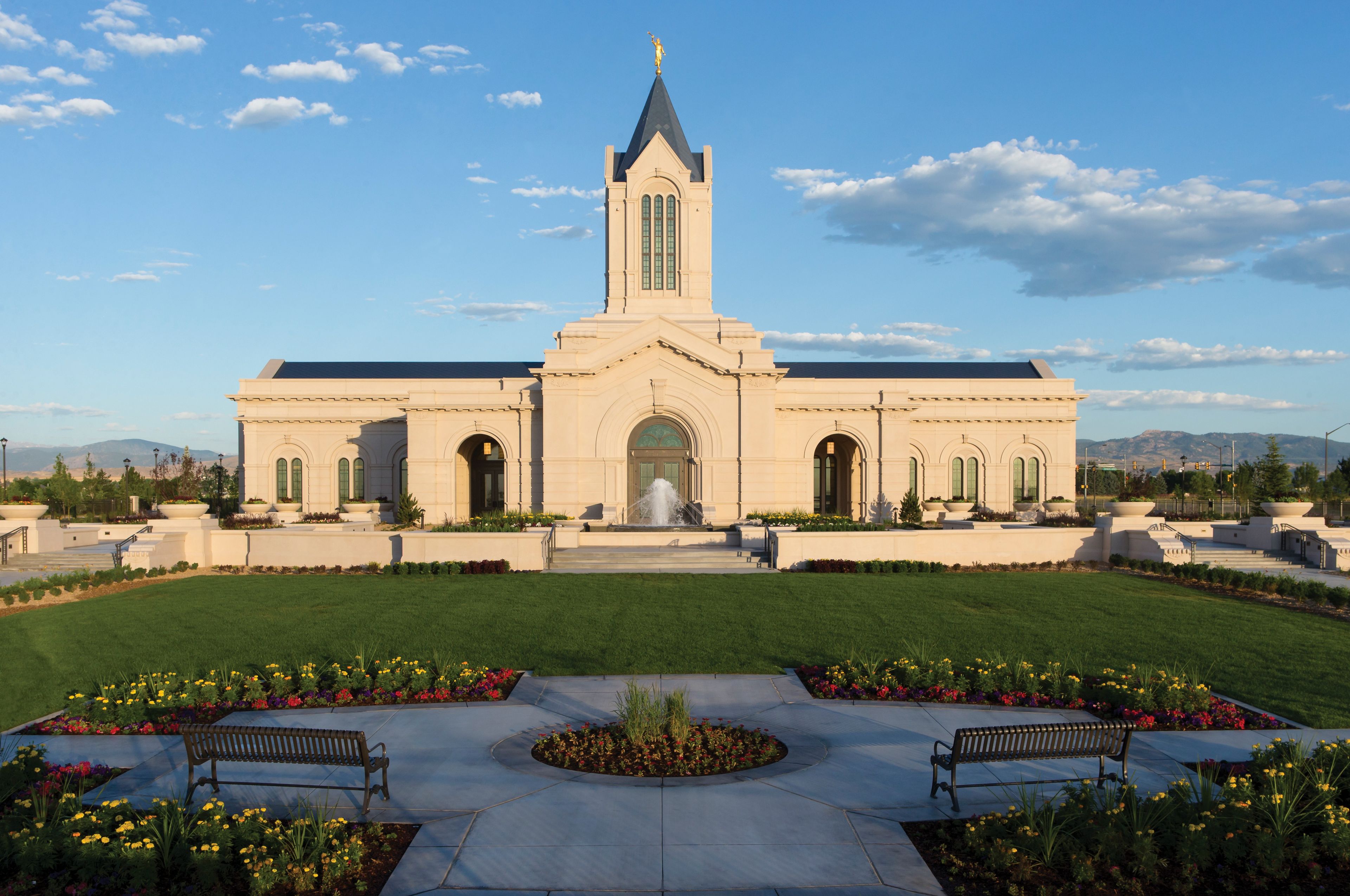 The Fort Collins Colorado Temple at sunrise.