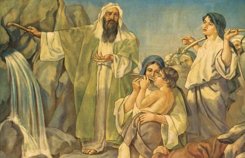 Moses getting water from the rock