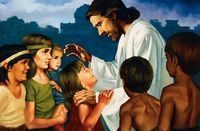 ニーファイ人の子供たちを祝福されるキリスト