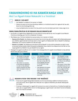 handout, Fakahinohino ki ha Kamataʻanga Vave