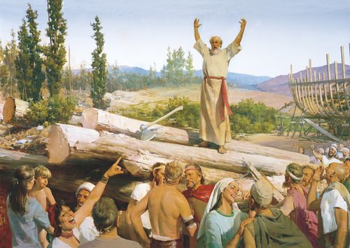 Noah preaches to crowd
