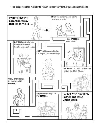 Primary activity page: The gospel teaches me how to return to Heavenly Father