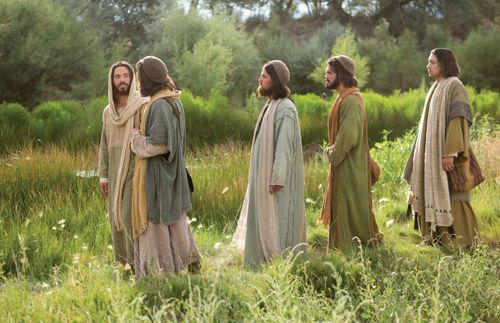 Christ walking with the disciples