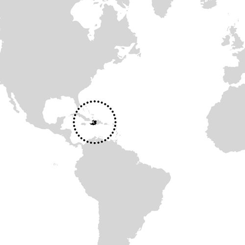 map with circle around Haiti