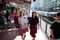 Two sister missionaries walking around in Hong Kong