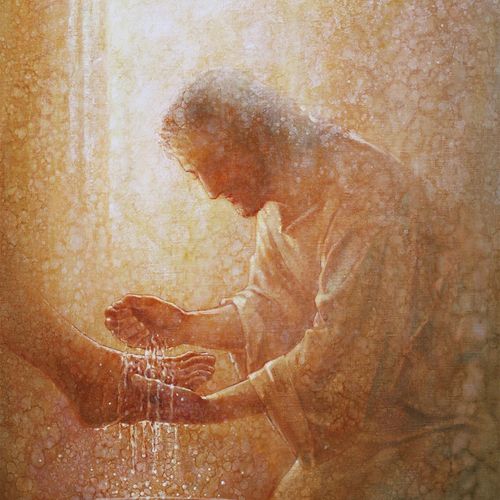 Jesus washing the feet of one of His Apostles