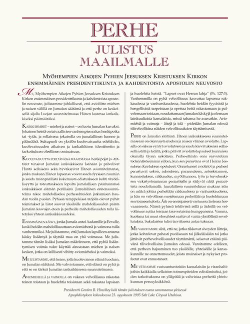 ”Elävä Kristus” ja perhejulistus