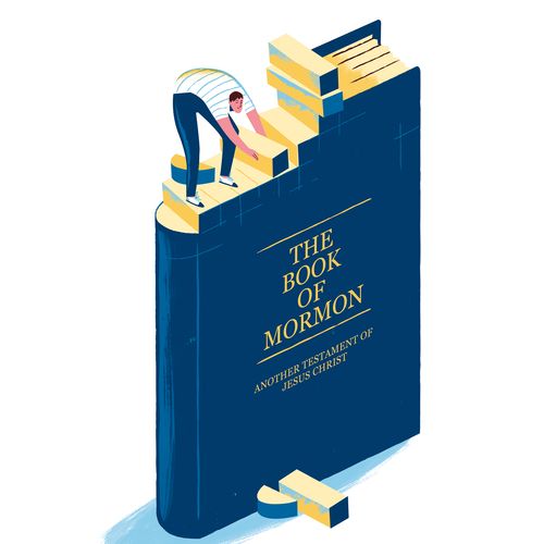 Book of Mormon being built out of blocks