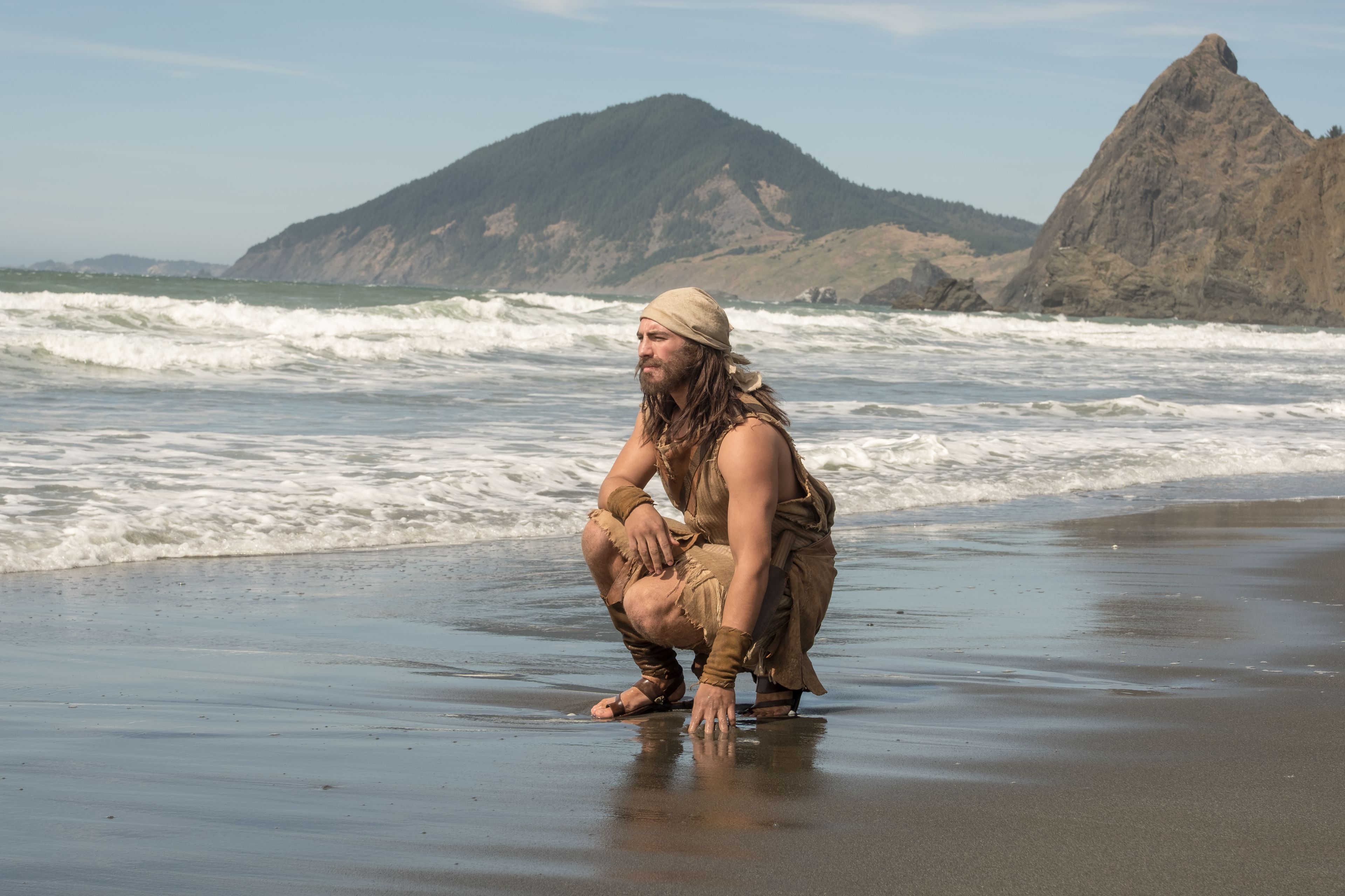 Nephi kneels on the seashore in the land of Bountiful.