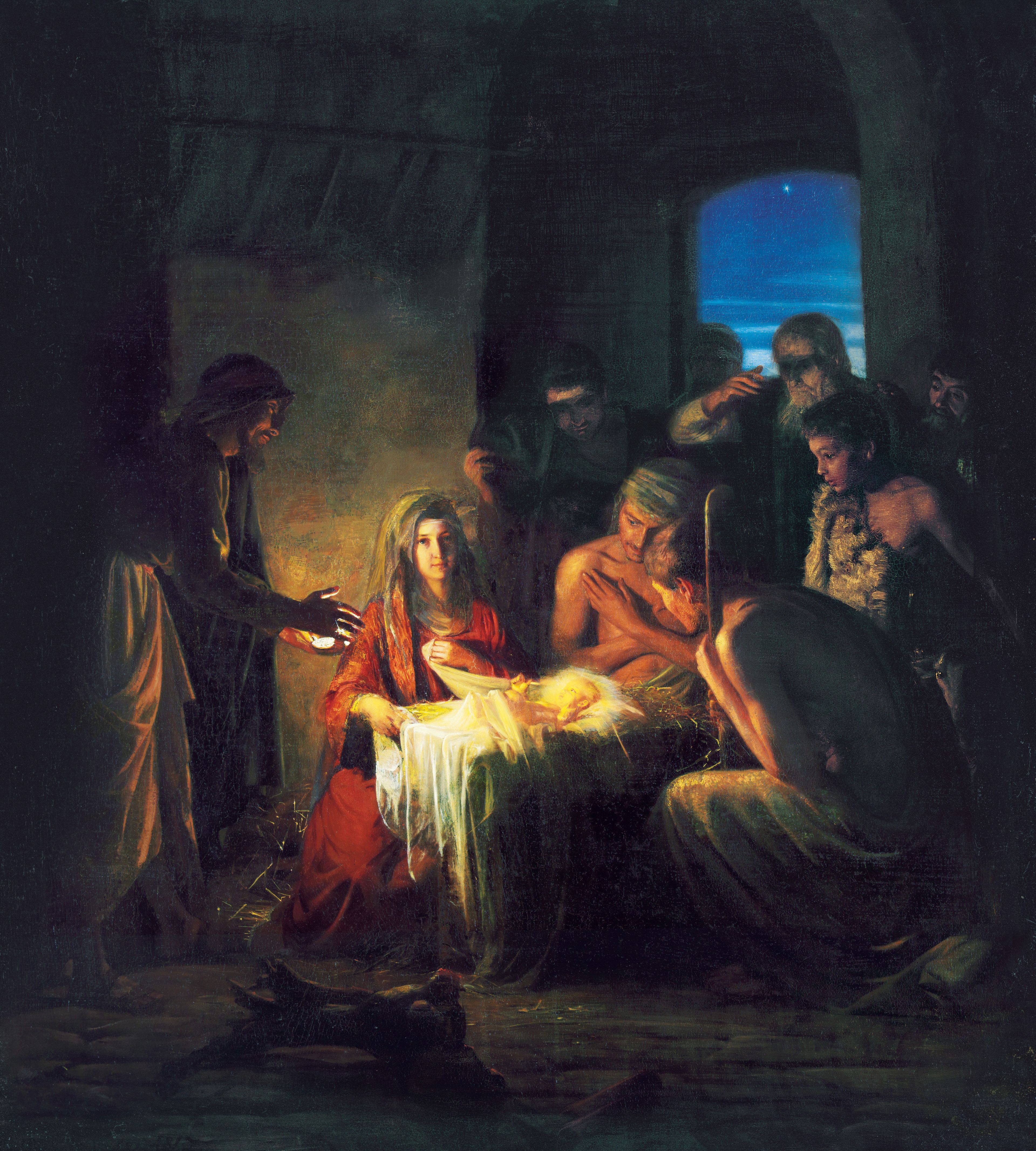 The Birth of Jesus, by Carl Heinrich Bloch (62116); GAK 200; GAB 30; Primary manual 1-75; Primary manual 2-41; Primary manual 4-10; Primary manual 6-50; Primary manual 7-03; Isaiah 7:14; Luke 2:1–16; 1 Nephi 11:13–21; Alma 7:10
This image is to be used for Church purposes only.