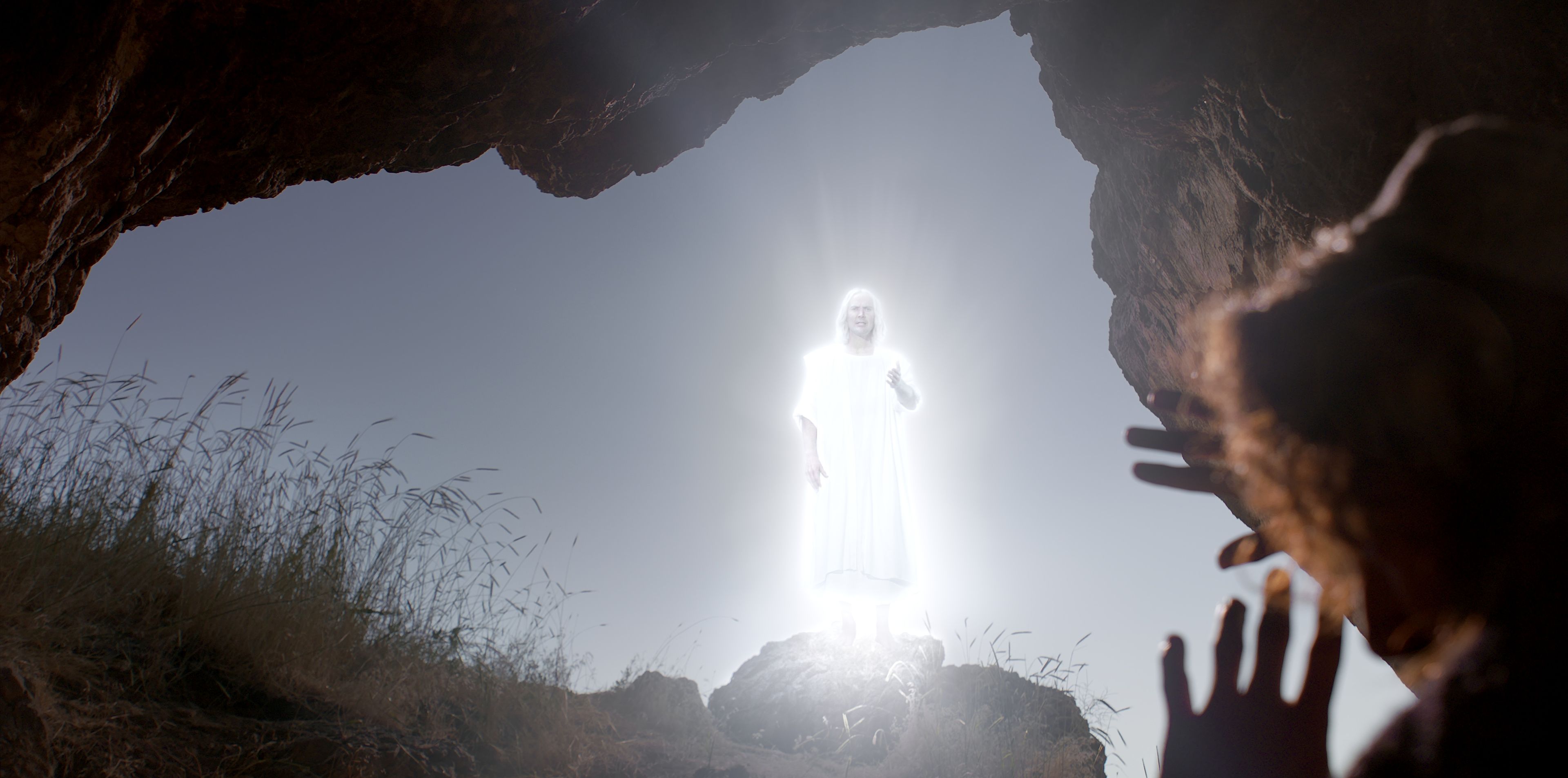 An angel appears to Nephi and his brothers in a cave.