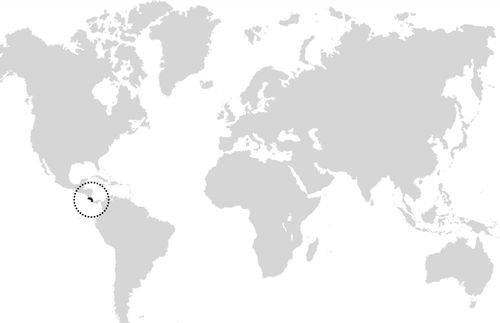 Kartta, jossa Costa Rica on ympyröity