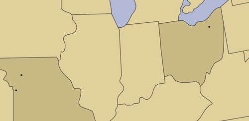 map, Missouri to Ohio