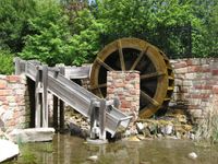 The pond and waterwheel in the Brigham Young Historic Park in Salt Lake City, Utah.
Waterwheel