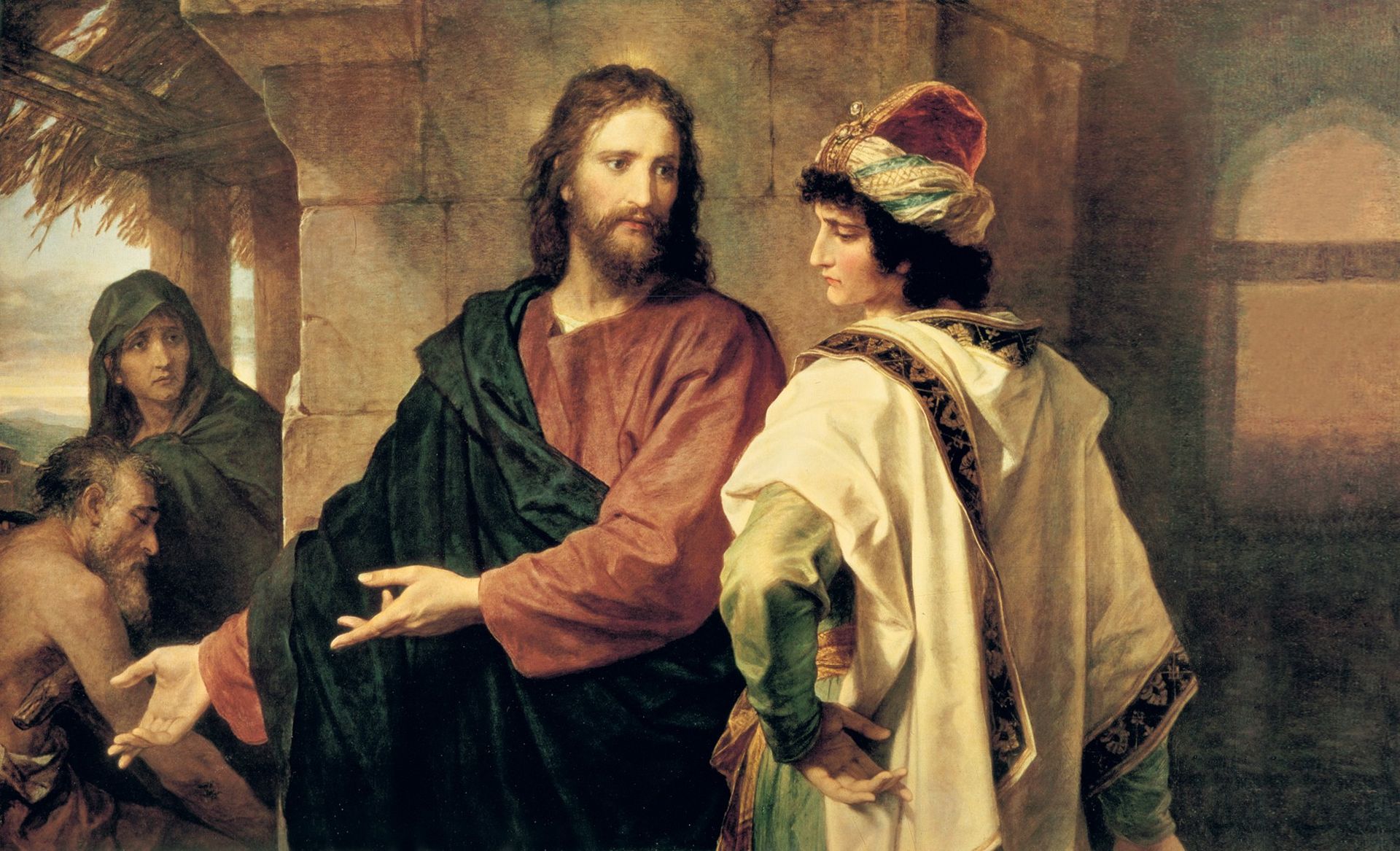 Christ and the Rich Young Ruler, by Heinrich Hofmann; GAK 244; GAB 48; Matthew 19:16–26; Mark 10:17–27; Luke 18:18–27