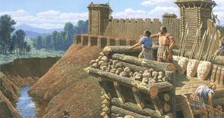 Bewaffnete Nephiten auf einer sicheren Festung