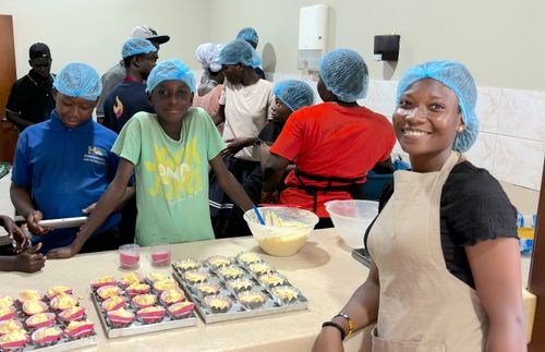 young single adults learning baking skills