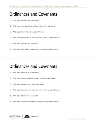 Ordinances and Covenants handout