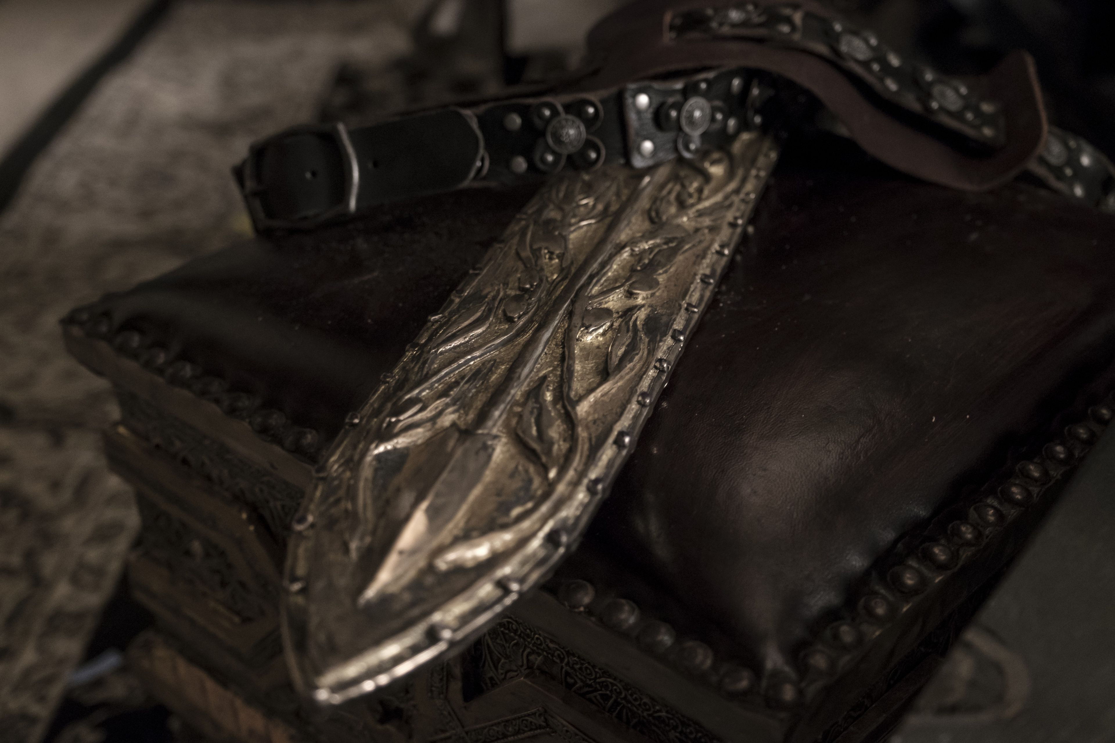 The sword of Laban rests on a box.