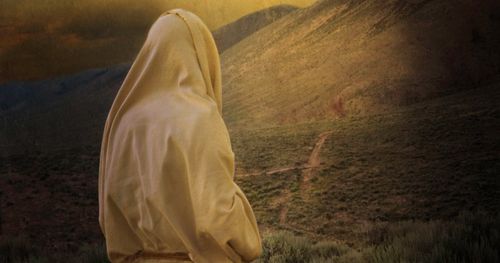 Jesus em pé no deserto