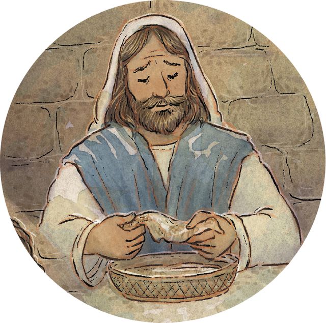 Jesus breaking bread