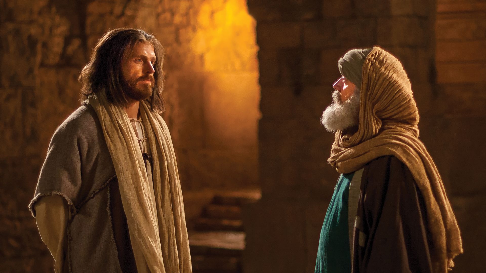 Jesus speaking with Nicodemus.