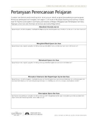 selebaran, Pertanyaan Perencanaan Pelajaran