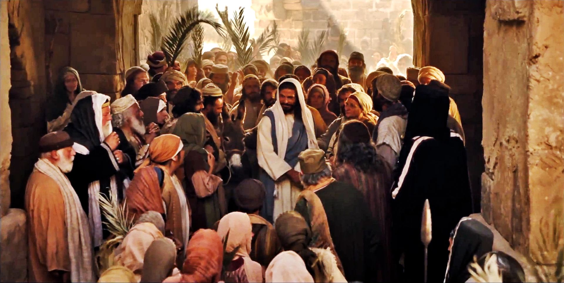 Christ riding into Jerusalem on Palm Sunday.