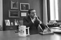While serving as the president of BYU, Jeffrey R. Holland in his office, June 10, 1980.