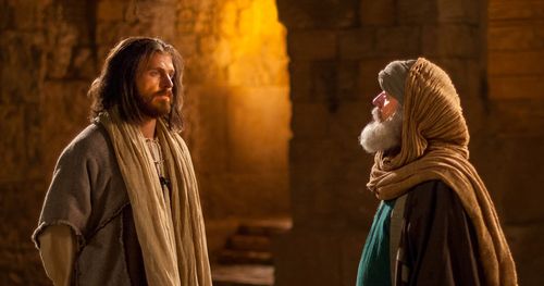 Jesus talking to Nicodemus.