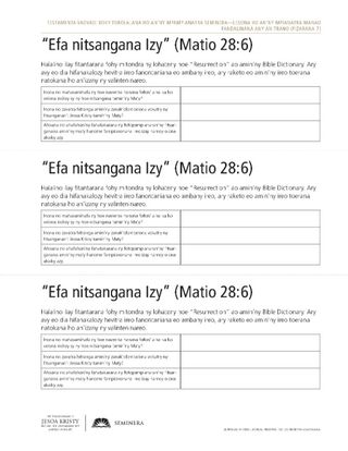 taratasy zaraina, efa nitsangana Izy