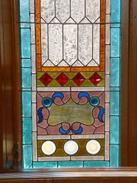 Stained glass windows in the Assembly Hall on Temple Square.