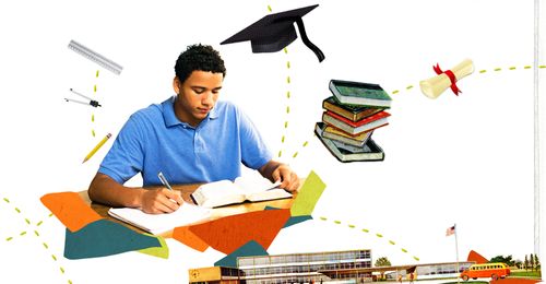 一位男青年和學校的影像