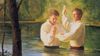 Joseph Smith Baptizes Oliver Cowdery [Joseph Smith døper Oliver Cowdery], av Del Parson