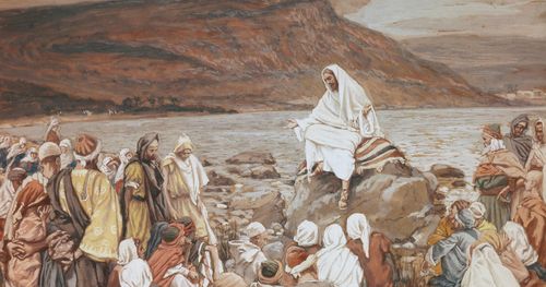 Иисус учит на берегу моря