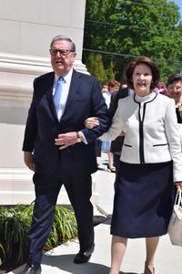 Elder Jeffrey R. Holland and his wife, Patricia, arrive at the Memphis Tennessee Temple. Elder Holland rededicated the temple May 5, 2019.