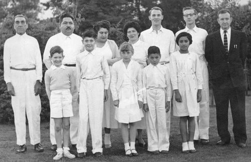 photo of first baptism in Chile in 1956 First missionaries in Chile, Joseph C. Bentley and Verle M. Allred.