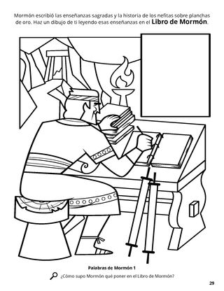 Mormon Compiles Sacred Writings coloring page