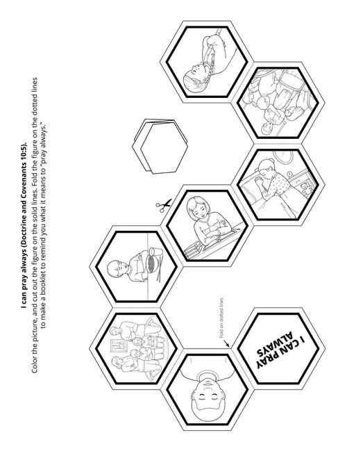Cut-out craft of hexagon shaped boxes about prayer