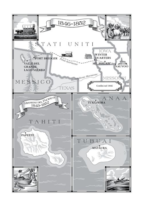 Cartina della pista dei pionieri, Missioni del Pacifico