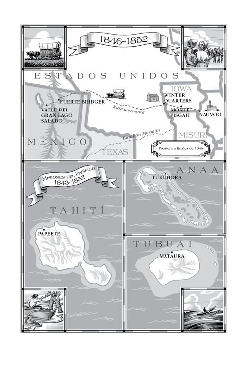 mapa del éxodo de los pioneros, misiones del Pacífico
