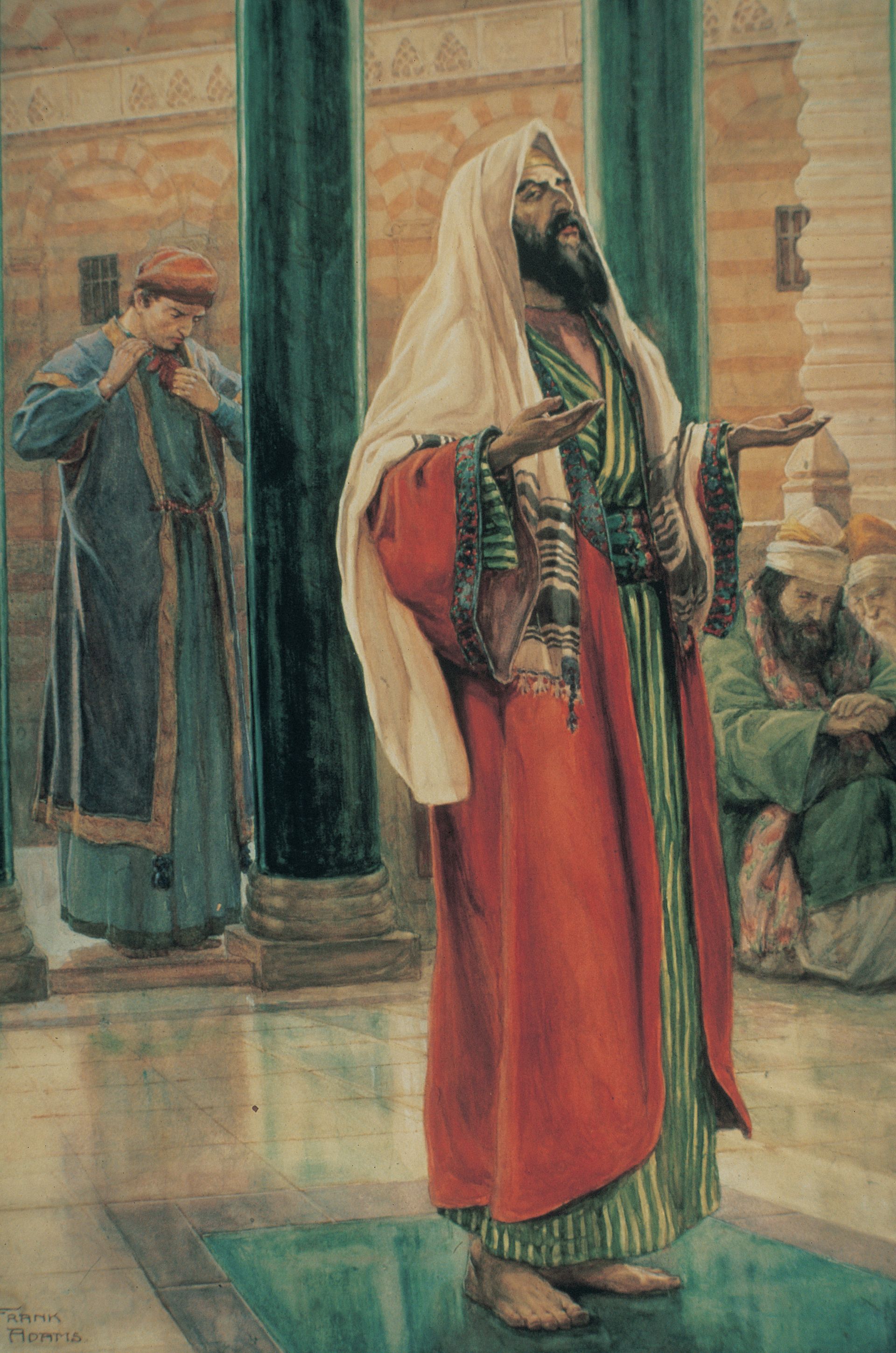 The Repentant Publican and the Self-Righteous Pharisee in the Temple, by Frank Adams.