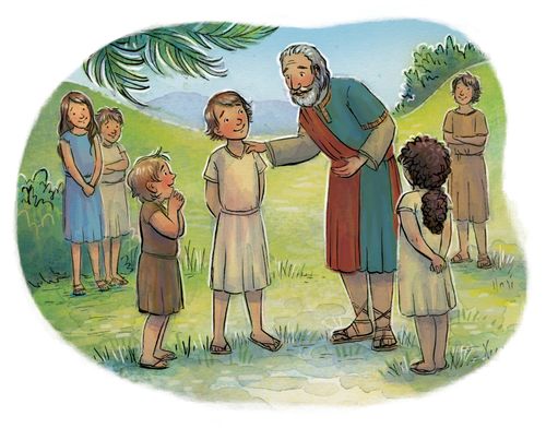 Benjámin király gyerekekkel beszélget