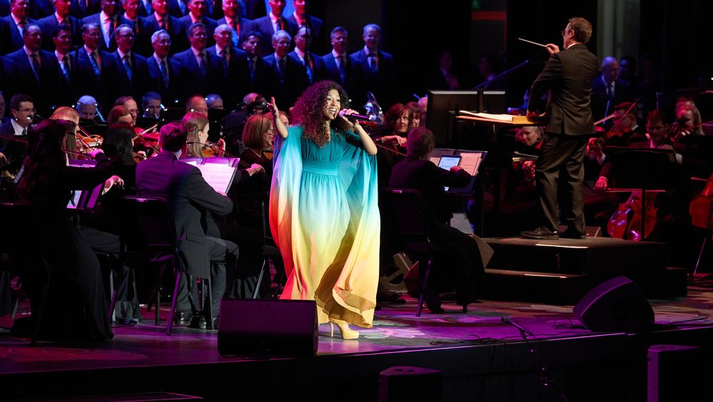 Singer with the Tabernacle Choir at Temple Square concert at the National Auditorium in Mexico City on June 17, 2023.