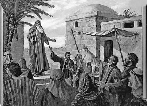Lehi predicando en Jerusalén